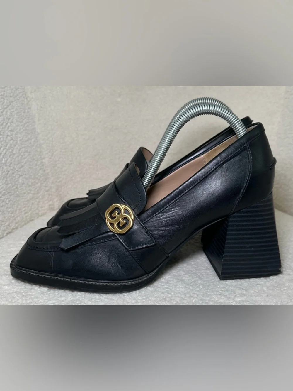 Sam Edelman Black‎ Leather Kiltie Chunky Loafer Preppy Academic Lolita Dark 9.5